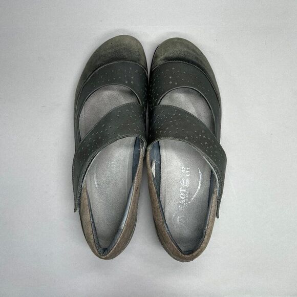 NAOT Mary Jane Shoes Women's Size 11.5 Gray Leather Slip On Comfort Adj Strap - Picture 8 of 12